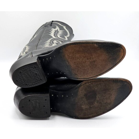 Tony Lama Men's Black Leather Western Cowboy Round Toe Boots Size 8D 2856 - Picture 7 of 16